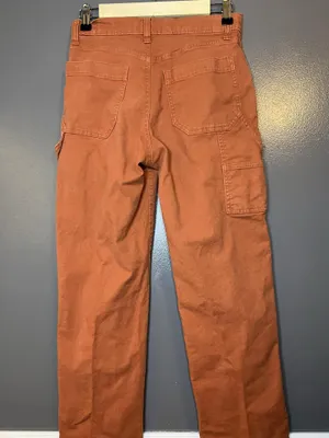 Gap Pants Womens 2 Orange Carpenter Denim Straight Leg Workwear Stretch thumbnail 7