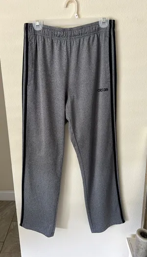 Adidas gray Y2k black Pull on sporty athletic loose straight pants M thumbnail 1