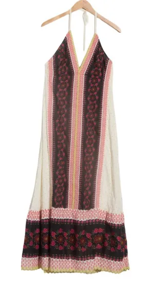 Free People Cubana Border Print Halter Maxi Dress NWT Medium thumbnail 1