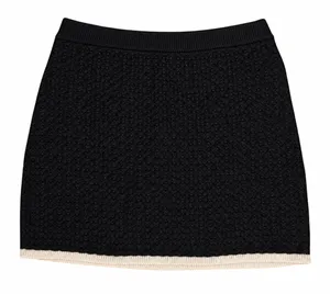 Abercrombie & Fitch Contrast Trim Textured Knit Mini Skirt Small Black White thumbnail 1