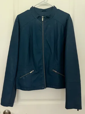 New York & Co. Deep Teal Zip Up Jacket thumbnail 1