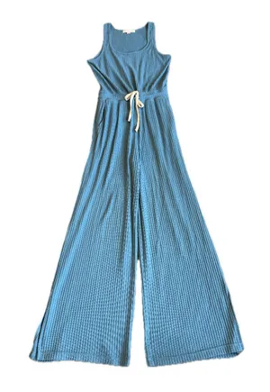Spiritual Gangster Dusty Blue Ribbed Wide Leg Jumpsuit Racerback X-Small Women's thumbnail 1