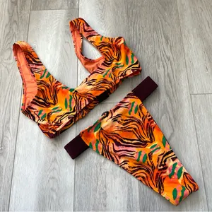 Animal Print Bikni high rise cheeky womens Orange (small) icon swim bright beach thumbnail 2