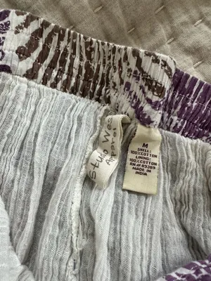 Studio West Women's Purple and Brown Abstract Print Cotton Midi Skirt Size M thumbnail 2