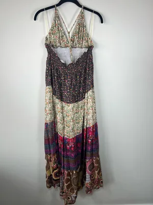 Romeo & Juliet Couture Floral Patchwork Maxi Dress Neutral Cottagecore Boho Med thumbnail 7