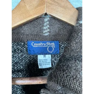 Country Shop Womens M Wool Plaid Button Up Cardigan Sweater Jacket Brown thumbnail 2
