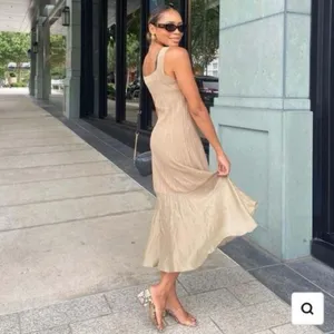 NWT CURRENT AIR Contrast Knit Georgia Sweater Midi Dress in Latte Size XS thumbnail 2