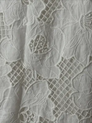 KARINA GRIMALDI 100% Cotton White Lace Tiered Eyelet Maxi Skirt Size Small thumbnail 4