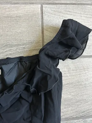 Black Ruffle Trim Off-Shoulder Dress thumbnail 3