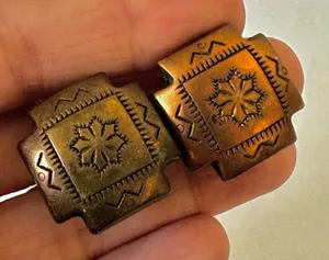 Copper tone geometric post earrings Brown thumbnail 1