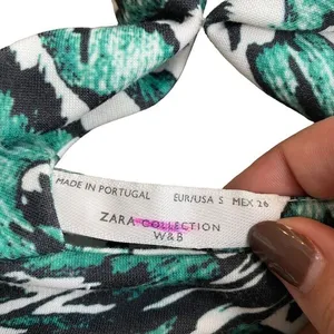 Zara Collection Teal Abstract Animal‎ Print Cutout Halter Mini Dress Small thumbnail 3