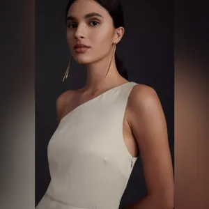 BHLDN Anthropologie Dylan One-Shoulder Satin Side Slit Gown Champagne Womens 8‎ thumbnail 5