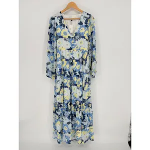 Sugar+Lips Seas The Moment Floral Maxi Dress Small Sky Blue Tiered Boho NWT‎ thumbnail 3