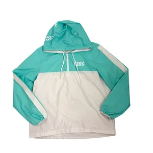 Victoria's Secret PINK Mint Green White Hood Pullover Windbreaker Jacket Medium thumbnail 2