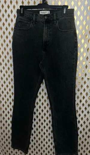 Abercrombie & Fitch black wash jeans the Slim straight ultra high rise jeans 27 thumbnail 1
