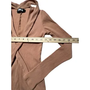 Reformation Size Small Ribbed Tie Neck Covered Back Brown‎ Bodysuit #Z4-5 thumbnail 4