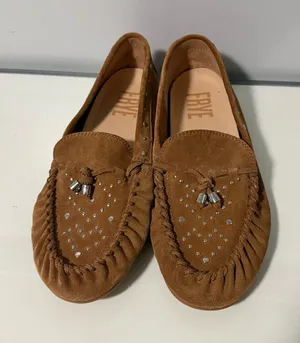 Frye Brown Suede Studded Tassel Moccasins thumbnail 1