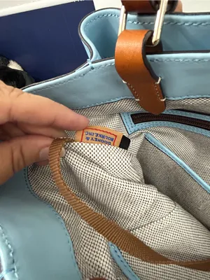 Dooney & Bourke City Large Barlow in Ice Blue and British Tan Leather thumbnail 13