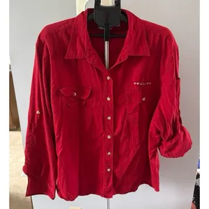 Carolina Blue Plus Women's Red "USA" Button down Blouse Size 24‎ thumbnail 1