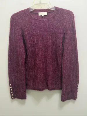 Sezane Joyce Jumper Sweater Merino Wool Mohair Gold Buttons in Grape Purple XS thumbnail 4