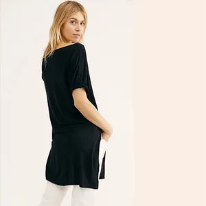 Free People- We the Free- Take It Easy Tunic Tee in Black Size Large thumbnail 2