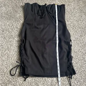 NWT Princess Polly Black Lace-Up Strapless Mini Dress Going Out Party Formal LBD thumbnail 7