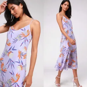 Lulu’s Quinlynn Floral Lavender Midi slip Dress thumbnail 2