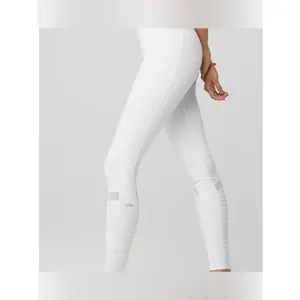 ALO Yoga White High-Waist Moto Ribbed Leggings thumbnail 2