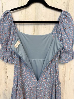 Altar'd State Womens XS Blue Floral Tiered Puff Sleeve Babydoll Dress thumbnail 9
