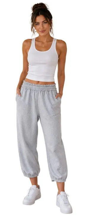 Aerie Women's Small Low Rise Barrel Leg Sweatpants Gray Jogger Pockets thumbnail 1