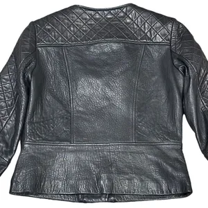 Dawn Levy Black Quilted Genuine Leather Moto Jacket Size Small thumbnail 7