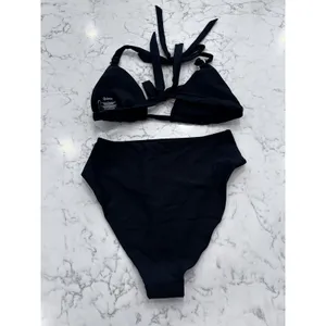 NWOT Quince Black Italian Full Coverage Ring Triangle Bikini Top & Bottom Set thumbnail 2