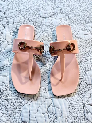 Jeffrey Campbell A Lil Bit Jelly Thong Sandal Blush Pink Size 7💛 thumbnail 2