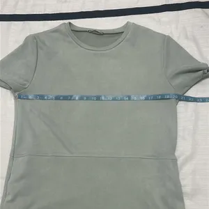 Zara women’s size L Sage Green Shift Dress Raw Hem Short Sleeve Pockets(A425)✨ thumbnail 12