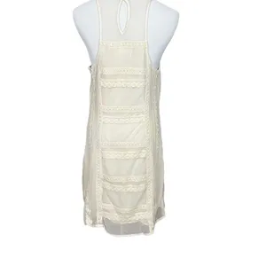 Abercrombie & Fitch Boho Cream Lace and Crochet Tank Dress L thumbnail 3