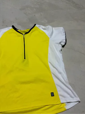 shebeest Yellow and White Short Sleeve Cycling Jersey with Black Trim thumbnail 2