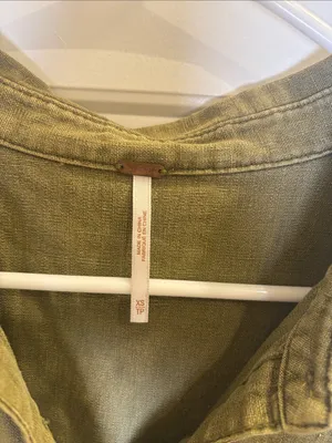Free People Olive Green Linen Blend Sleeveless Button Down Tunic Top XS thumbnail 2