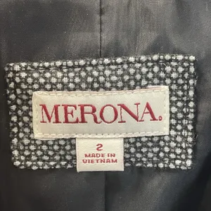 Merona Womens 2 Blazer Black White Gray Wool Blend 1 Button Professional‎ Jacket thumbnail 4