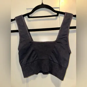 NWOT Free People Movement Good Karma Square-Neck Bra In Washed Black thumbnail 9