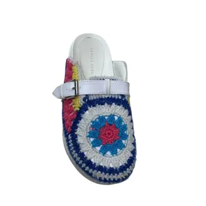 Azalea Wang Murphey‎ White Multi Crochet Granny Square Platform Mules Clogs 7 thumbnail 9