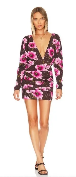 NWT Lovers + Friends Camden Mini Dress in Tessa Floral Multi Size Extra‎ Small thumbnail 1
