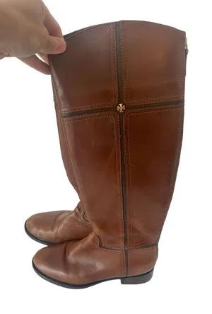 Tory Burch Juliet equestrian brown leather knee boots size 5m thumbnail 1