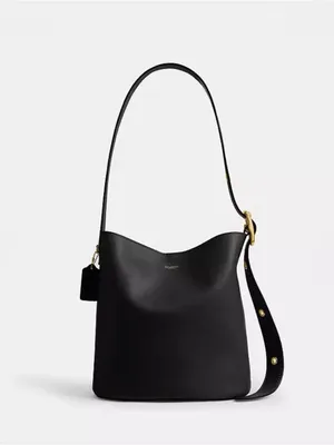 COACH Bleecker Bucket Bag in Black Leather thumbnail 2
