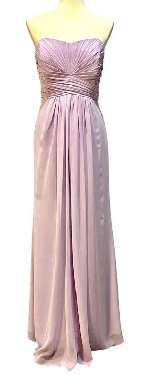 Flowy Iris Lavender Strapless Chiffon Wedding Guest HOCO David's Bridal 14 thumbnail 1