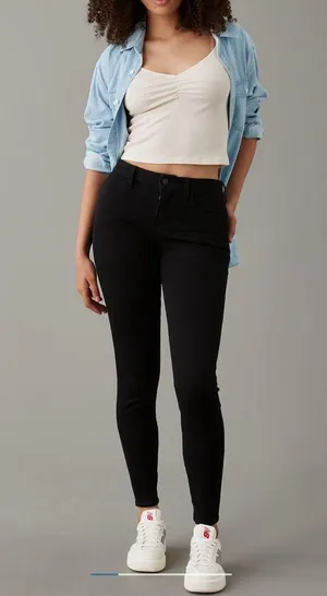 American Eagle Women Black Curvy High Rise Jegging Jeans Dream Stretch size 2 S. thumbnail 1