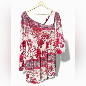 Free People Modern Nomad one-shoulder mini dress featuring a boho floral print thumbnail 3