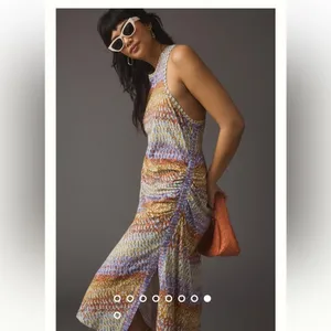 ANTHROPOLOGIE Daily Practice Purple Motiff Treasure Dress size small thumbnail 10