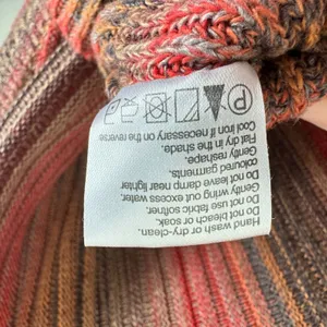 Dor Dor Couture Striped Cowl Neck Poncho Sweater Red Orange Brown Womens Large thumbnail 6