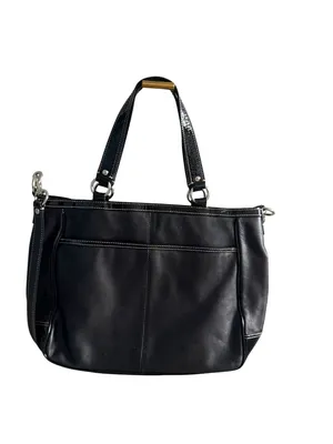 COACH Laura Black Silver Leather Tote Bag w/ Strap thumbnail 12