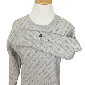 Champion Reverse Weave Gray AOP Spell Out Crewneck Sweatshirt S thumbnail 2